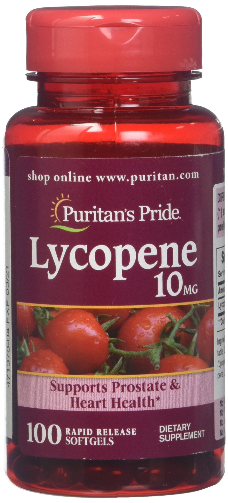 Lycopene, Supplement for Prostate and Heart Health Support* 10 Mg Softgels, 100 Count by Puritan's Pride - NewNest Australia