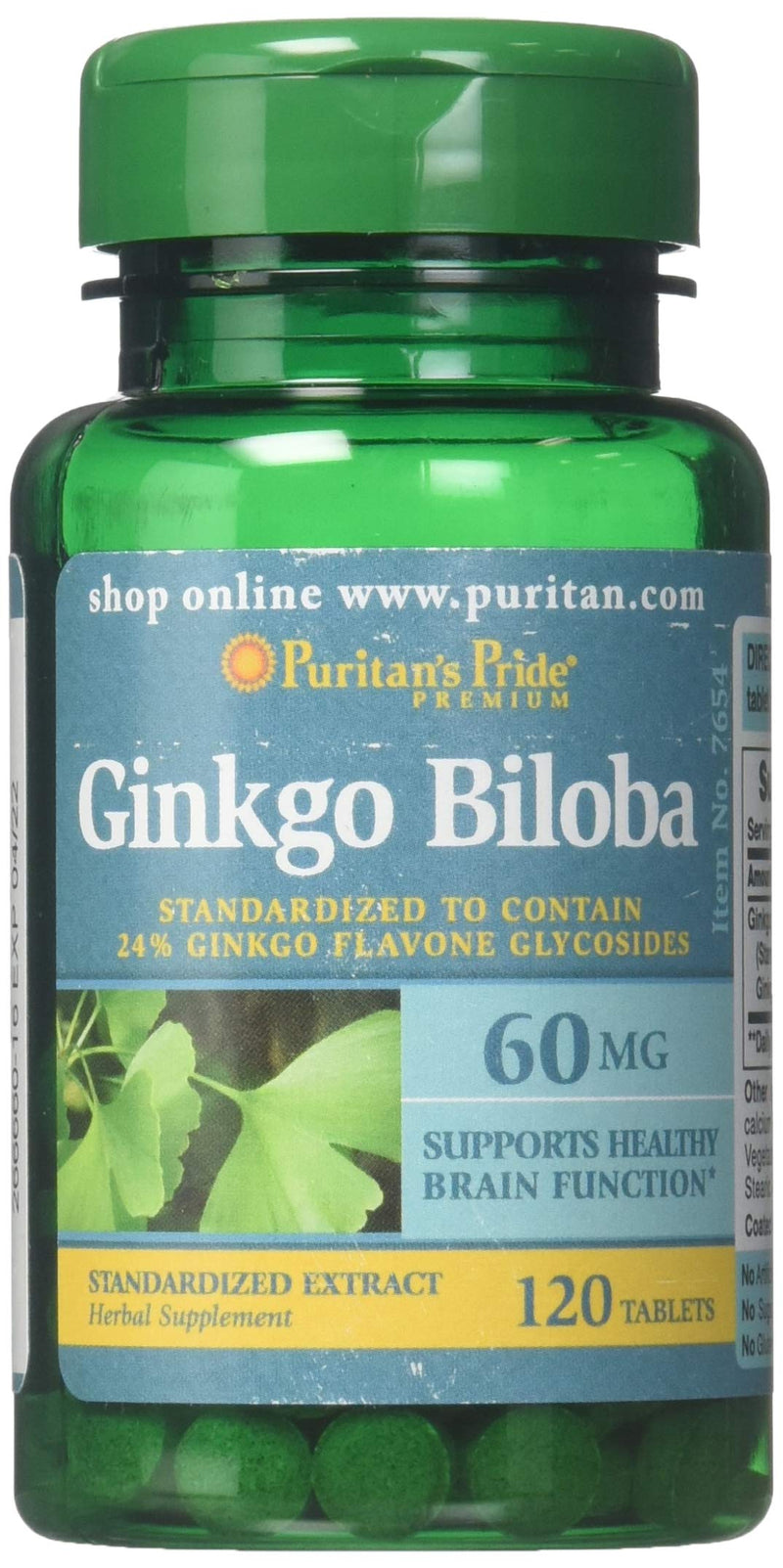 Puritans Pride Ginkgo Biloba Standardized Extract 60 mg Tablets, 120 Count - NewNest Australia