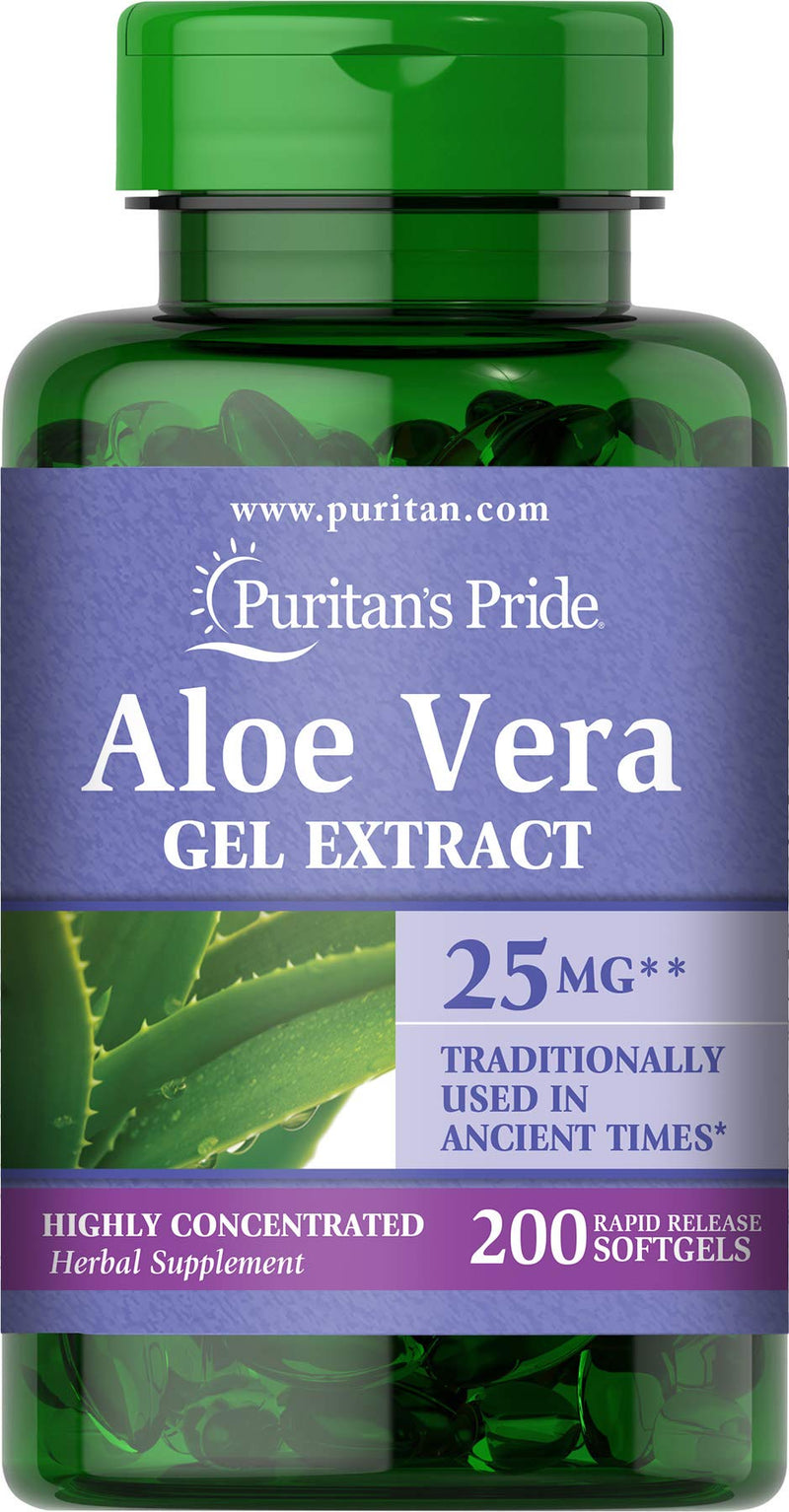 Puritans Pride Aloe Vera Extract 25mg (5000mg equivalent) Softgels, 200 Count (Packaging may vary) - NewNest Australia
