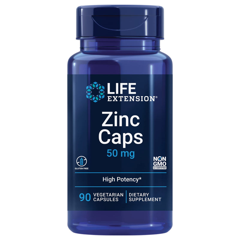 Life Extension Zinc Caps 50 Mg - Immune Support System & Bone Health Supplements - Supports Cardiovascular & Neurological Health - Non-GMO, Gluten-Free – 90 Vegetarian Capsules - NewNest Australia