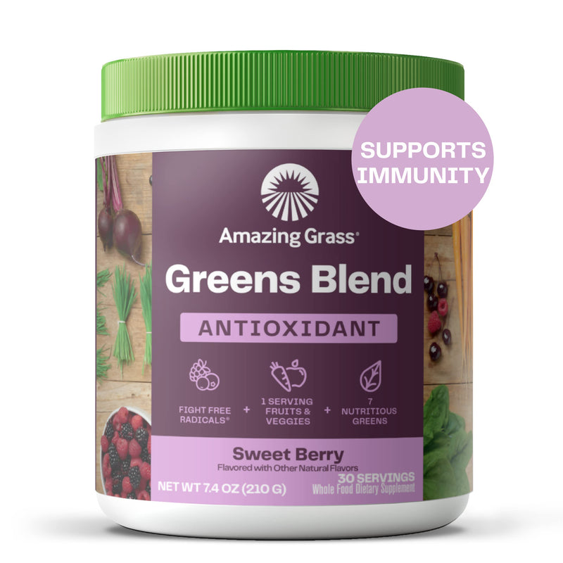 Amazing Grass Greens Blend Antioxidant: Super Greens Powder with Spirulina, Beet Root Powder, Elderberry, Bilberry, Prebioitics & Probiotics, Sweet Berry, 30 Servings (Packaging May Vary) Antioxidant Berry 30 Servings (Pack of 1) - NewNest Australia