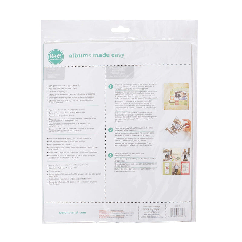 8.5 x 11-inch 3-Ring Album Page Protectors by We R Memory Keepers | 10 pack - NewNest Australia
