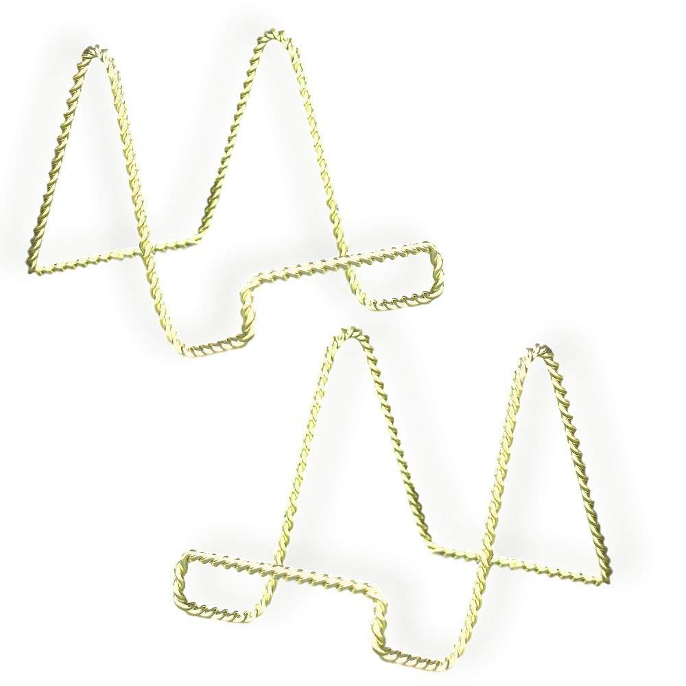 NewNest Australia - BANBERRY DESIGNS Wire Easel Display Stand - Twisted Brass Metal - 6 Inch - Pack of 2 