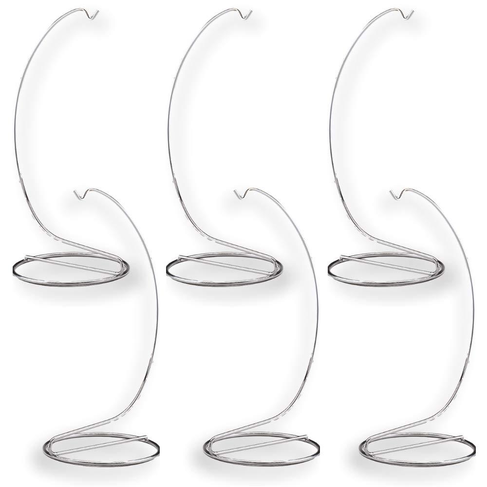 NewNest Australia - BANBERRY DESIGNS Metal Ornament Stand Smooth Silver Chrome - 9 Inch High - Set of 6 6 Pack 