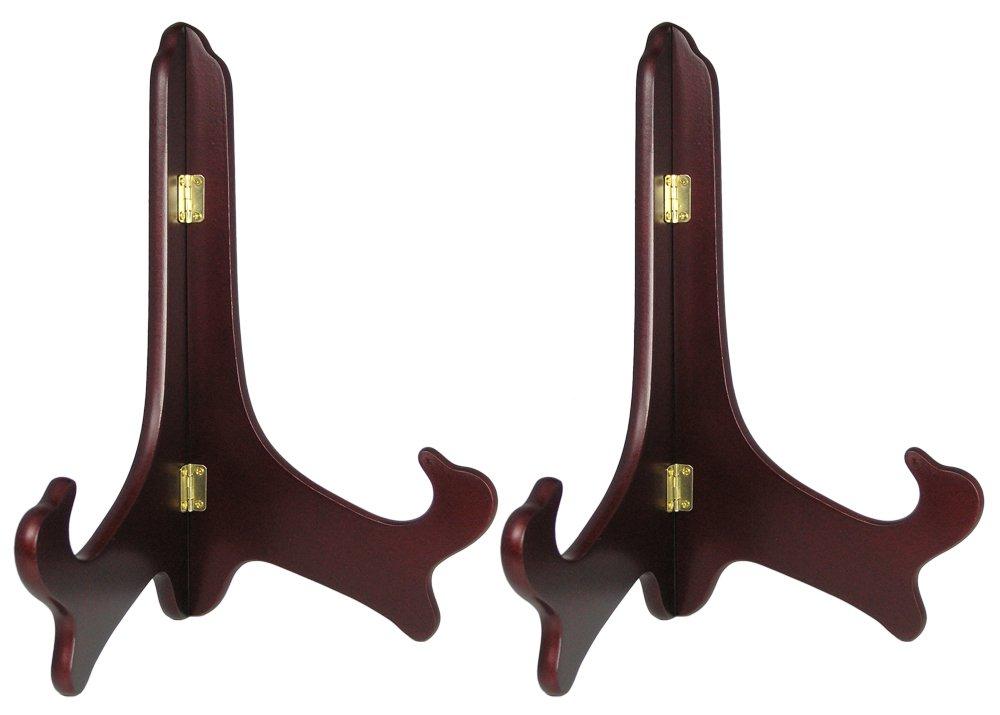 NewNest Australia - BANBERRY DESIGNS 11" Wooden Easel - Set of 2 - Mahogany Finish - Wood Folding Easels - Plate Stands 