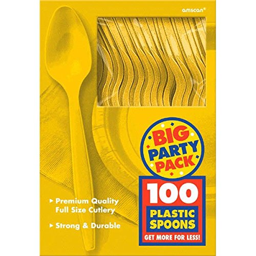 Big Party Pack Plastic Spoons | Sunshine Yellow | Pack of 100 | Party Supply - NewNest Australia