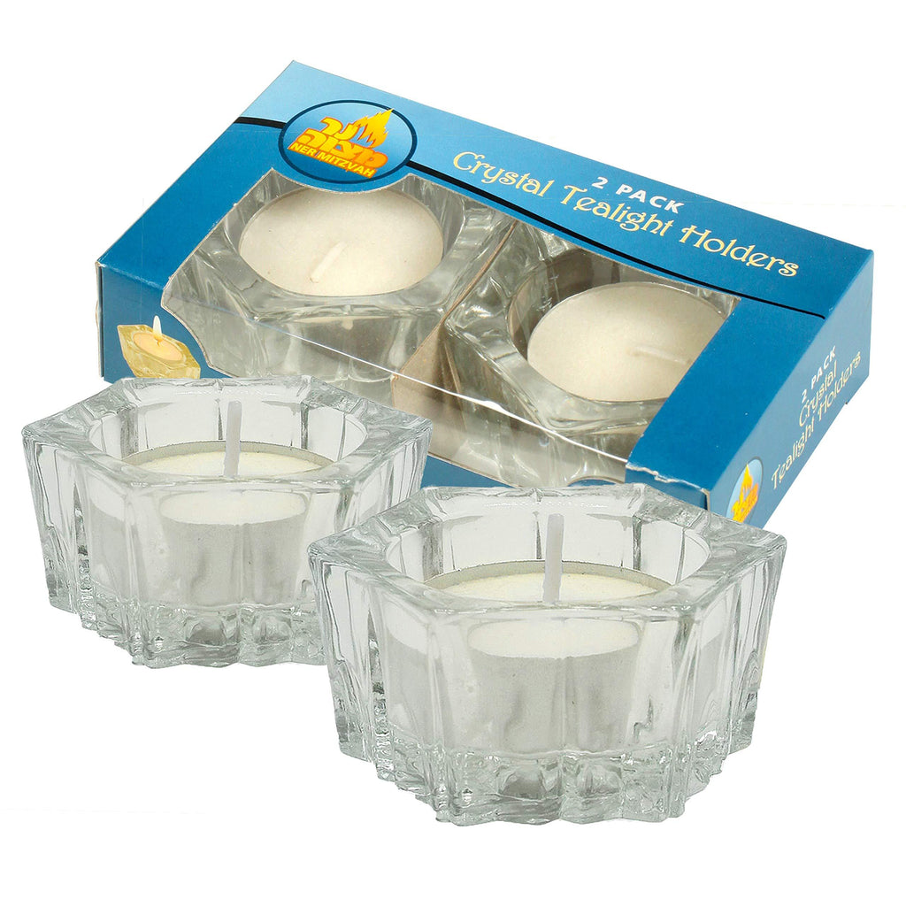 NewNest Australia - Crystal Tealight Holder - Shabbat Travel Candles - 2 Pack 