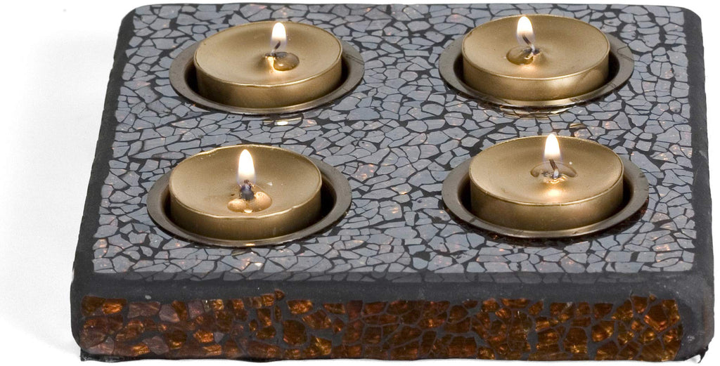 NewNest Australia - Fragments by Pavilion 6-1/4-Inch Mosaic Square Tea Light Holder 