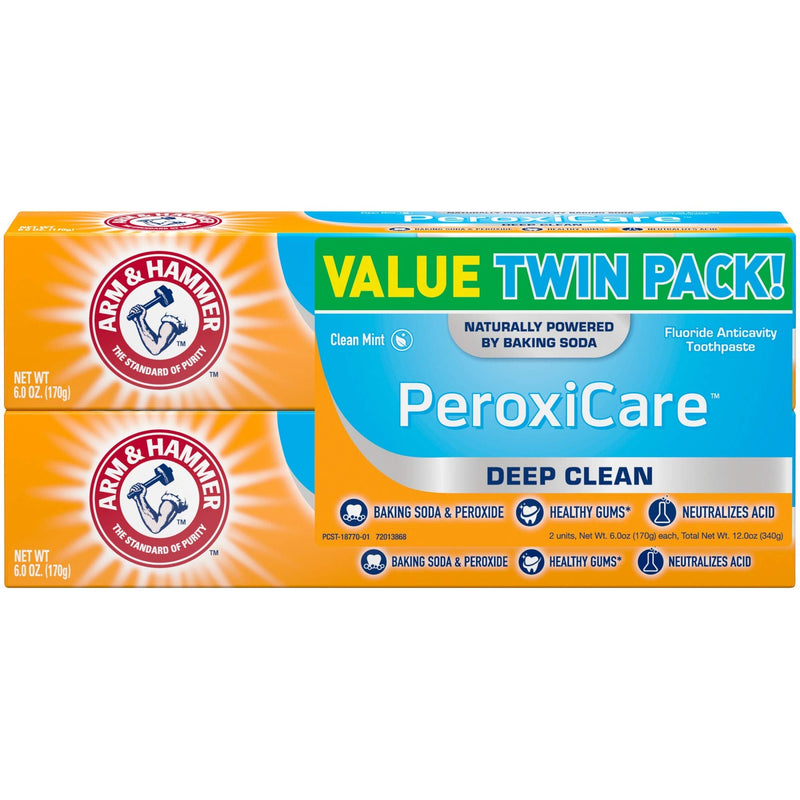 ARM & HAMMER Peroxicare Toothpaste, TWIN PACK (Contains Two 6 Oz Tubes) – Clean Mint – Fluoride Toothpaste (Packaging May Vary) - NewNest Australia