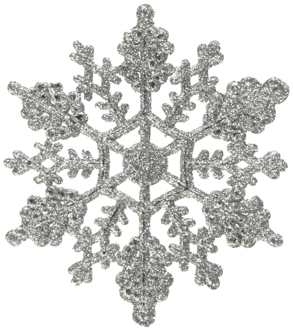 NewNest Australia - Vickerman Plastic Glitter Snowflake, 4-Inch, Silver, 24 Per Box 