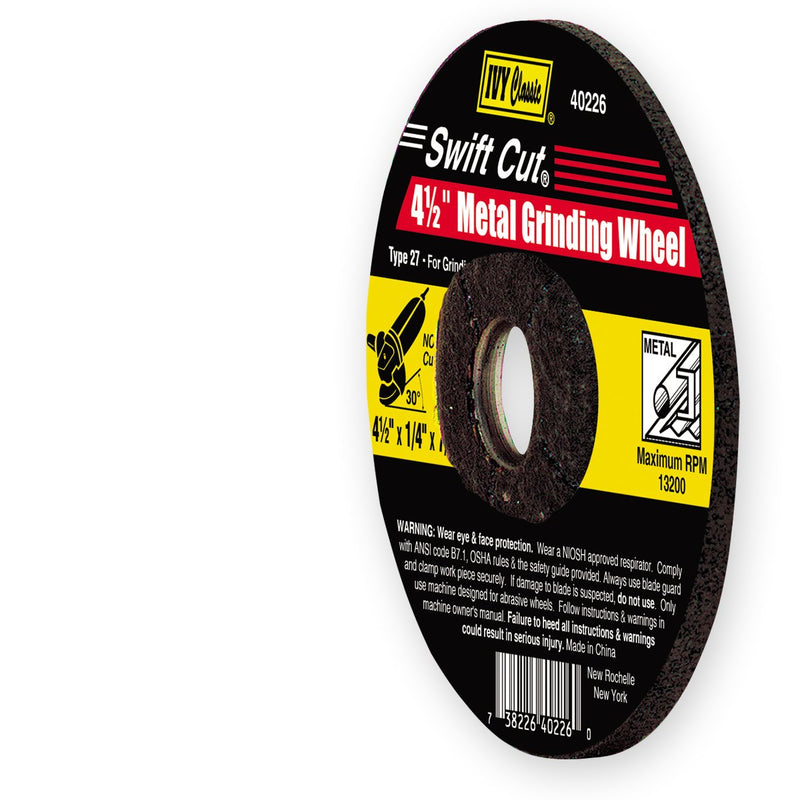 IVY Classic 40226 Swift Cut 4-1/2-Inch x 1/4-Inch x 7/8-Inch Arbor, Metal Depressed Center Wheel for Grinders, 1-Piece - NewNest Australia
