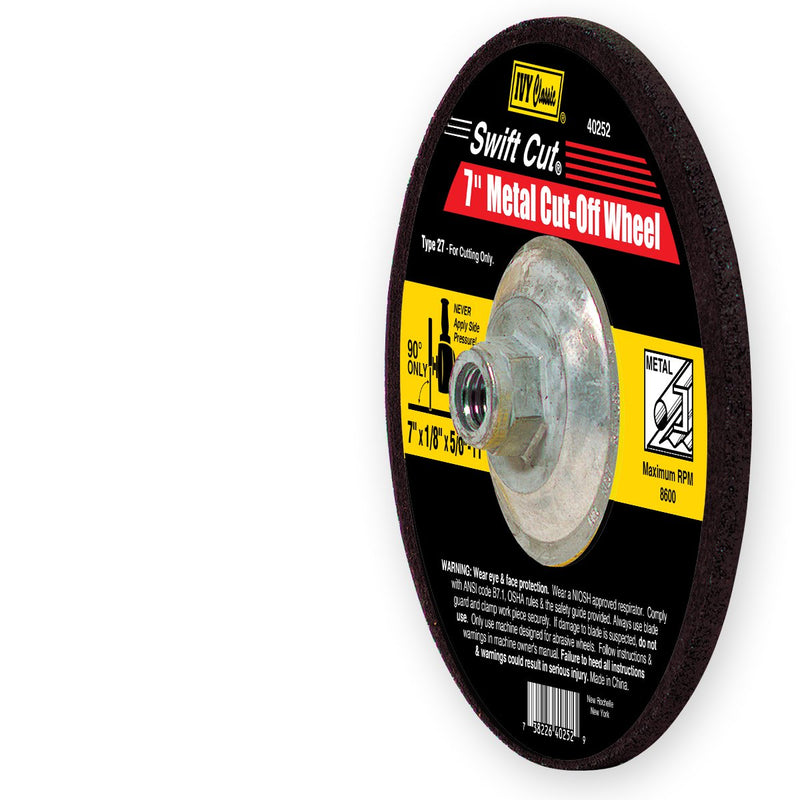 IVY Classic 40252 Swift Cut 7-Inch x 1/8-Inch x 5/8-Inch - 11 Threaded Arbor, Metal Depressed Center Wheel with Hub for Grinders, 1-Piece - NewNest Australia