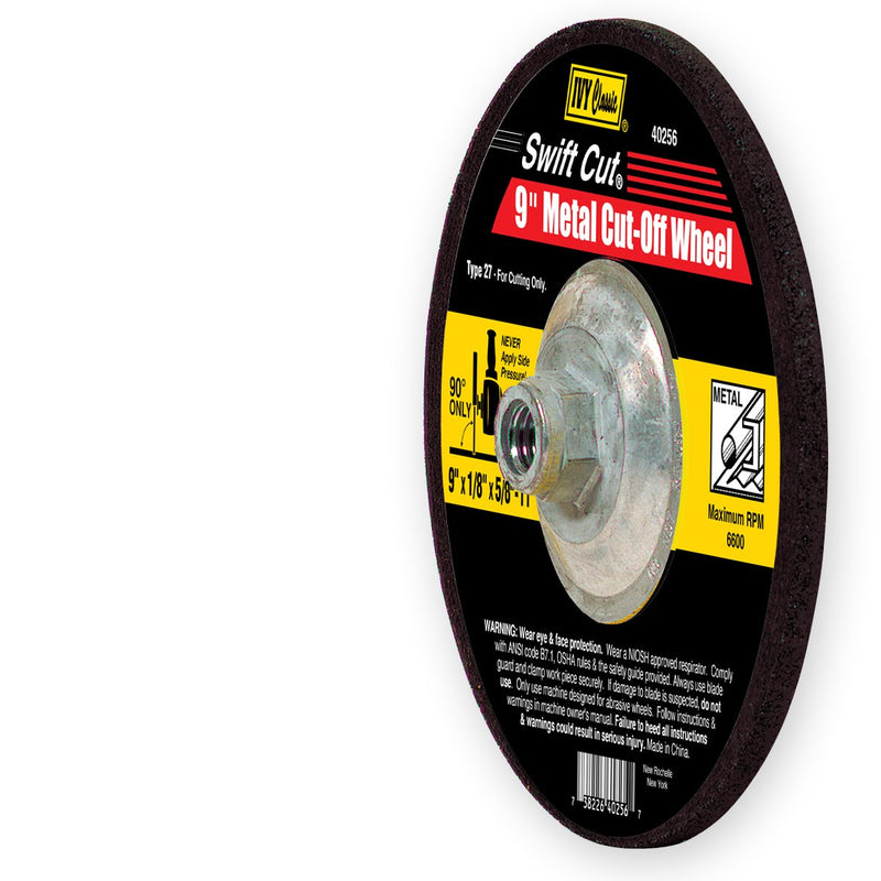 IVY Classic 40256 Swift Cut 9-Inch x 1/8-Inch x 5/8-Inch - 11 Threaded Arbor, Metal Depressed Center Wheel with Hub for Grinders, 1-Piece - NewNest Australia