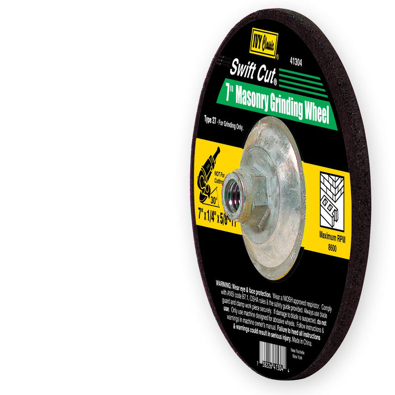 IVY Classic 41304 Swift Cut 7-Inch x 1/4-Inch x 5/8-Inch - 11 Threaded Arbor, Masonry Depressed Center Wheel With Hub for Grinders, 1-Piece - NewNest Australia