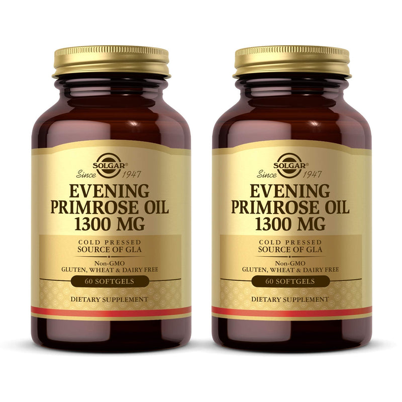 Solgar Evening Primrose Oil 1300 mg, 60 Softgels - Pack of 2 - Promotes Healthy Skin & Cardiovascular Health - Nutritional Support for Women - Non-GMO, Gluten Free, Dairy Free - 120 Servings 60 Count (Pack of 2) - NewNest Australia
