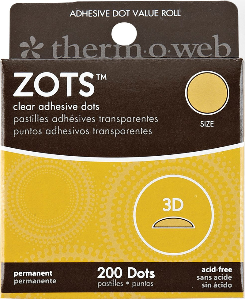 Thermoweb Zots Clear Memory Adhesive Dots, 3-D, 200 per Pack - 3 PACKS - NewNest Australia
