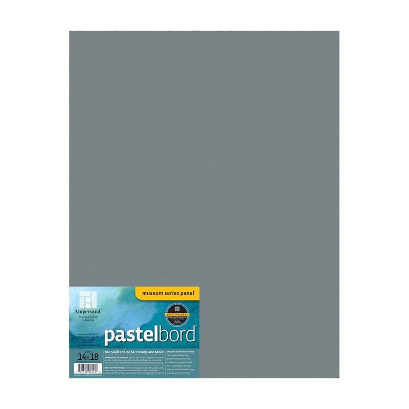 Ampersand Museum Series Pastelbord for Pastels, Charcoal, Pencils and Ink, Gray, 1/8 Inch Depth, 14X18 Inch (PB14) Gray - 1/8 Inch Depth - NewNest Australia