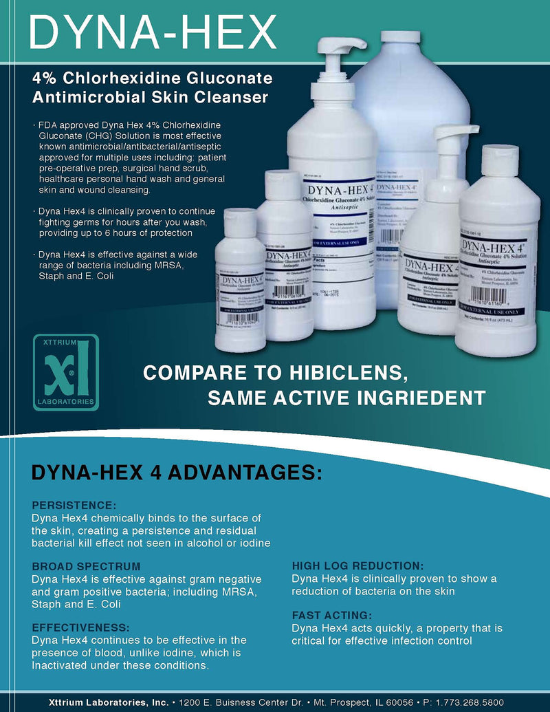 DYNA-HEX - Xttrium Labs Dyna-Hex4 Antiseptic Skin Cleanser 4oz with 4%Chlorhexidine Gluconate - NewNest Australia