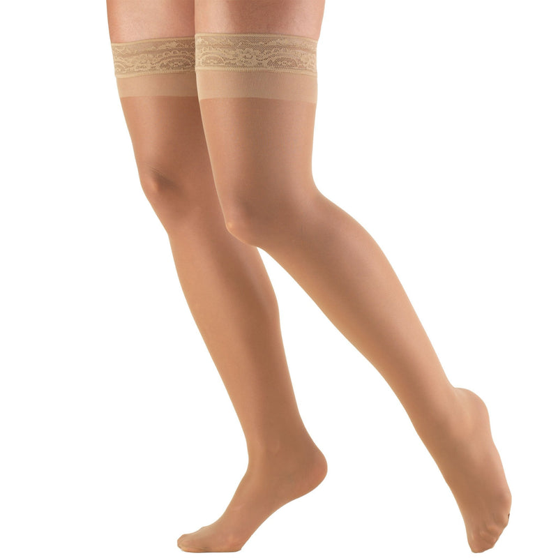 Truform Sheer Compression Stockings, 8-15 mmHg, Women's Thigh High Length, 20 Denier, Beige, Large Large (Pack of 1) - NewNest Australia