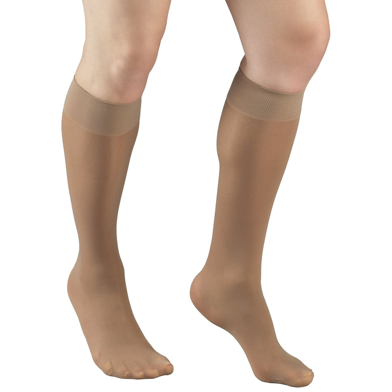 Truform Sheer Compression Stockings, 8-15 mmHg, Women's Knee High Length, 20 Denier, Beige, Large Large (1 Pair) - NewNest Australia