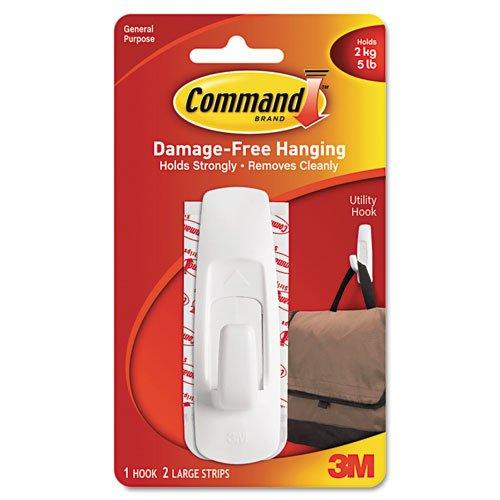 NewNest Australia - 3M Command Large Utility Hook, 5lb Capacity, White Plastic, 1 Hook/PK (17003ES) 