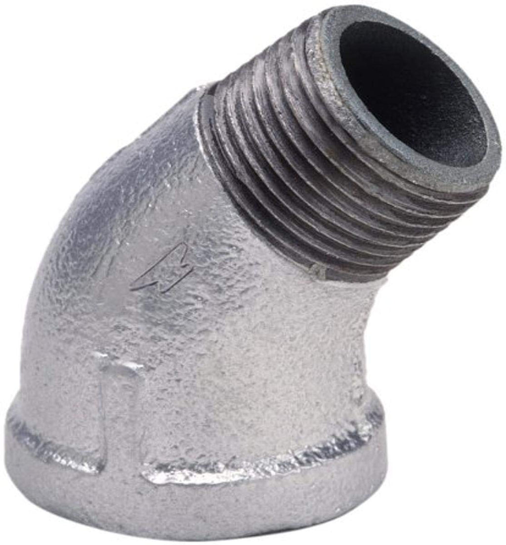 Anvil 8700128401, Malleable Iron Pipe Fitting, 45 Degree Street Elbow, 1/4" NPT Male x NPT Female, Galvanized Finish 0.25 Inch - NewNest Australia