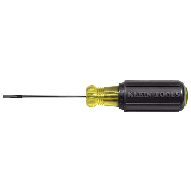 Klein Tools 612-4 Screwdriver, Flat Head Terminal Block Screwdriver, 1/8-Inch Cabinet Tip, 4-Inch Round Shank - NewNest Australia