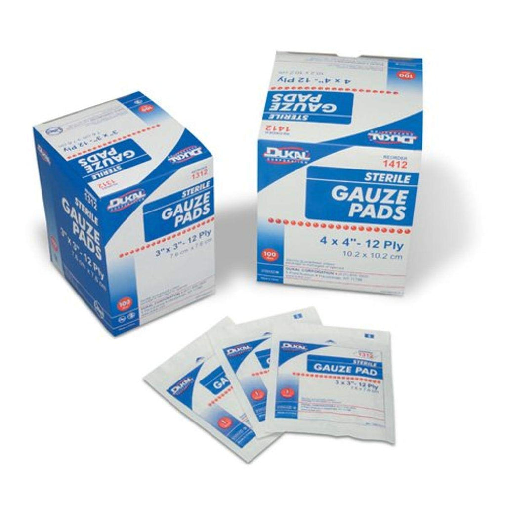 Cramer Gauze Pads, 100% Woven Cotton, Sterile Non-Stick Gauze, Open Wound Cover, First Aid Supplies for Dressing Prepping, Cleaning, Protection, 12 Ply, Individually Wrapped, 3" X 3", 100 Pack - NewNest Australia