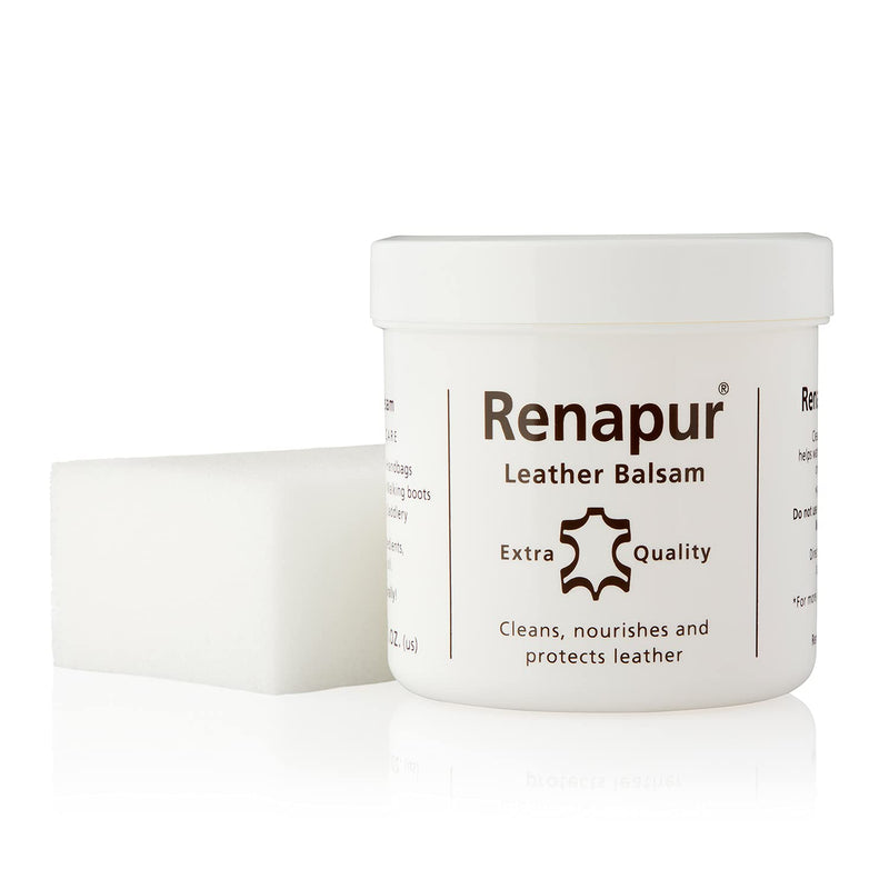 Renapur Leather Balsam, Natural Balm, Conditioner and Restorer (200 ml + Applicator Sponge) — Protector for Leather Sofas, Furniture, Shoes, Bags, Car Seats, Saddlery & Tack (Original) - NewNest Australia