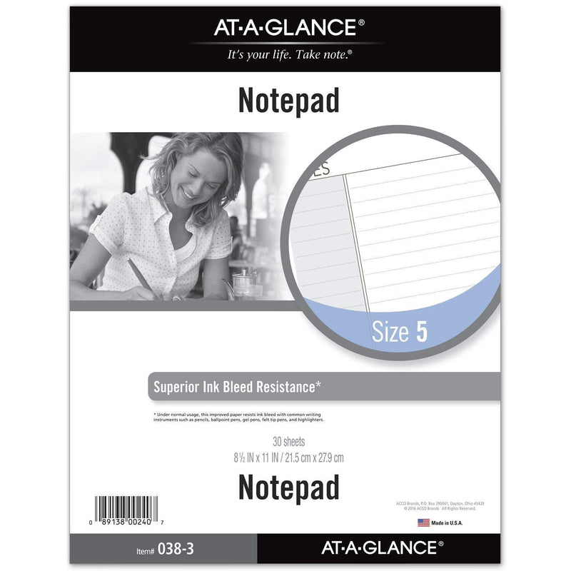 AT-A-GLANCE Day Runner Lined NotePad Pages, Refill, Loose-Leaf, Undated, for Planner, 8-1/2" x 11", Size 5, 30 Sheets/Pack (038-3) - NewNest Australia