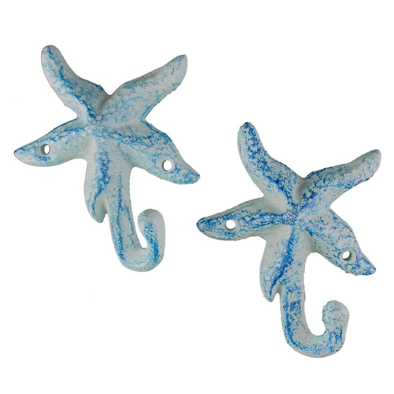 NewNest Australia - Iron Starfish Hook, Set of 2, Light Blue 