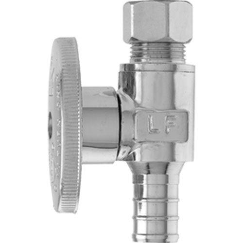 Keeney 2883PCLF 1/2-Inch Nom PEX Barb by 3/8-Inch O.D. Lead Free Quarter Turn Straight Transition Valve, Chrome - NewNest Australia