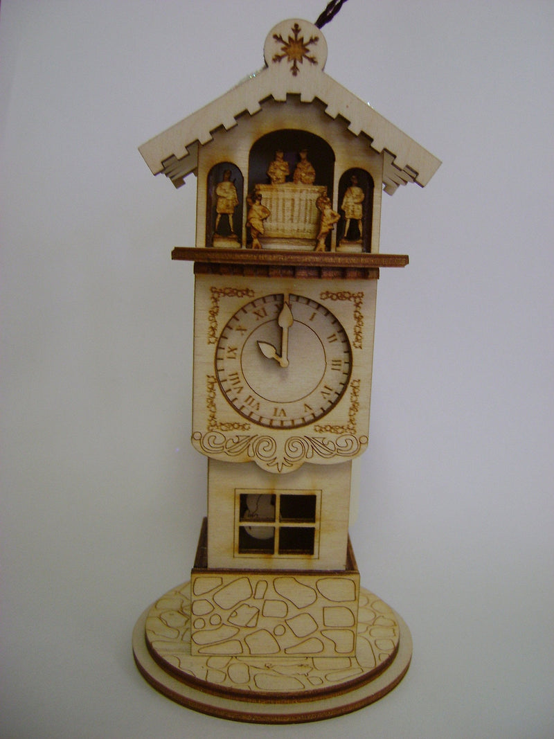 NewNest Australia - Clock Tower Wooden Ornanment Ginger Cottage 