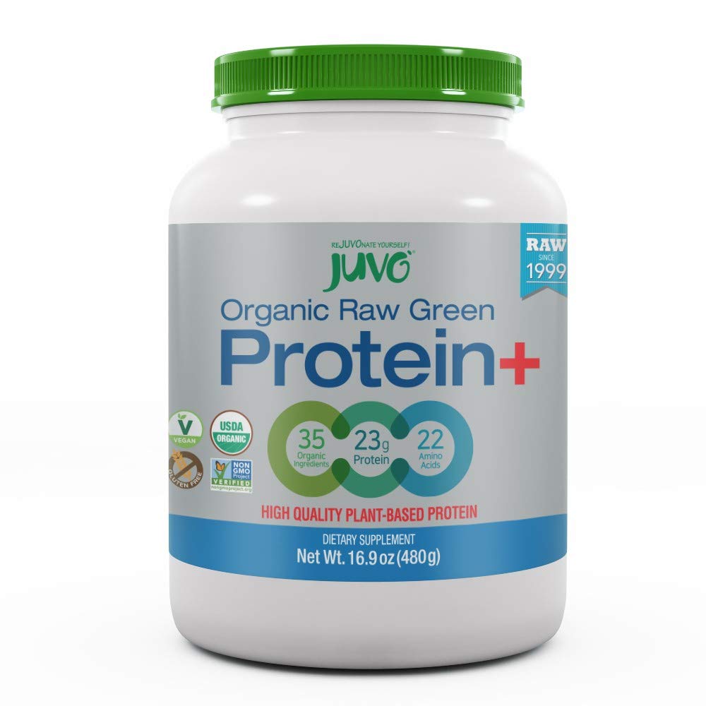 Juvo Raw Green Protein Organic, Vegan, Gluten Free, Non-GMO, Kosher, No Stevia, 23g of Protein, Complete Amino Acid Profile, 16.9 Ounce - NewNest Australia