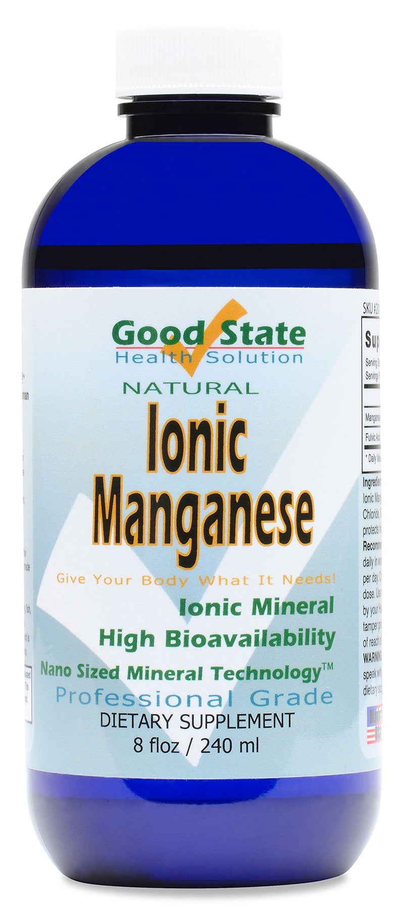 Good State Liquid Ionic Manganese (96 servings at 2 mg elemental, plus 2 mg fulvic acid - 8 fl oz) - NewNest Australia