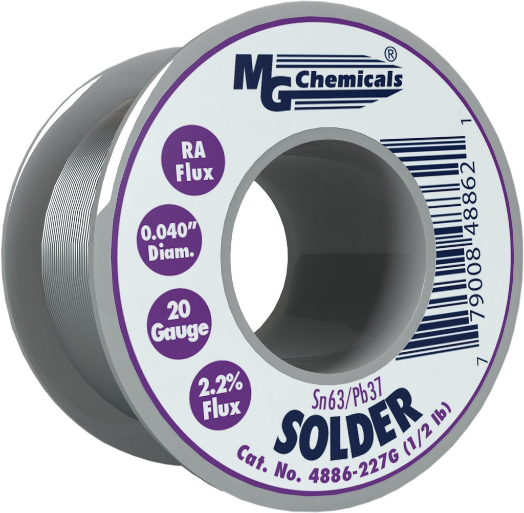 MG Chemicals - 4886-227G 63/37 Rosin Core Leaded Solder, 0.04" Diameter, 1/2 lbs Spool, 227G - NewNest Australia