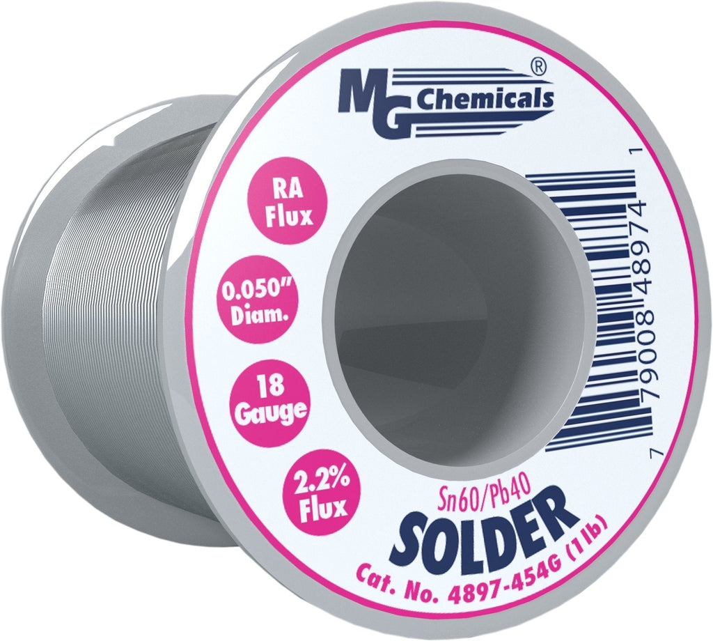 MG Chemicals - 4897-454G 60/40 Rosin Core Leaded Solder, 0.05" Diameter, 1 lbs Spool 454G - NewNest Australia