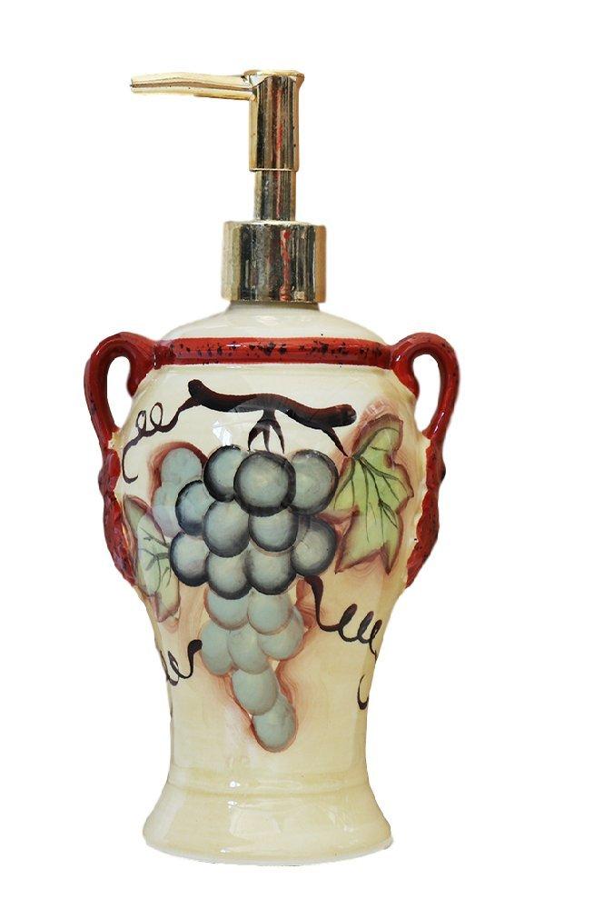 Tuscany Sonoma Grape Hand Painted Collection, Lotion/Soap Dispenser 8'H, 86388 By ACK - NewNest Australia
