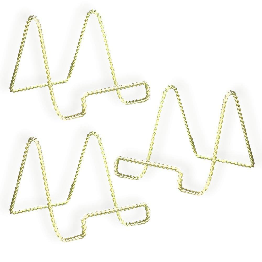 NewNest Australia - BANBERRY DESIGNS Wire Easel Display Stand - Twisted Brass Metal - 4 Inch - Pack of 3… 