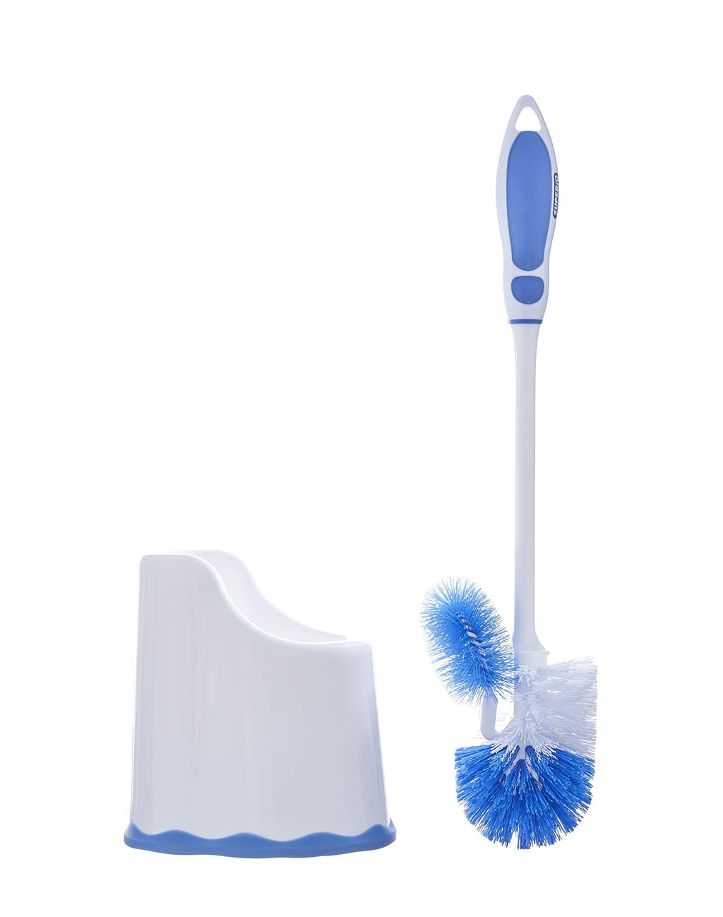 Toilet Scrubber Brush and Holder Under Rim Lip Brush with Storage Caddy, Toilet Scrub Brush Bowl Wand Cleaner Scrubbing Wand, Bathroom Cleaning Commode Brush. by Superio (Blue) White / Blue - NewNest Australia