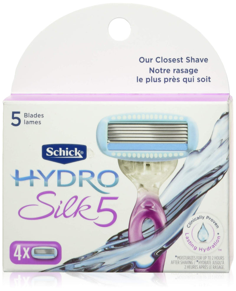 Schick Hydro Silk Moisturizing Razor Blade Refills for Women with Shower Hanger, 4 Count 4 Count (Pack of 1) - NewNest Australia