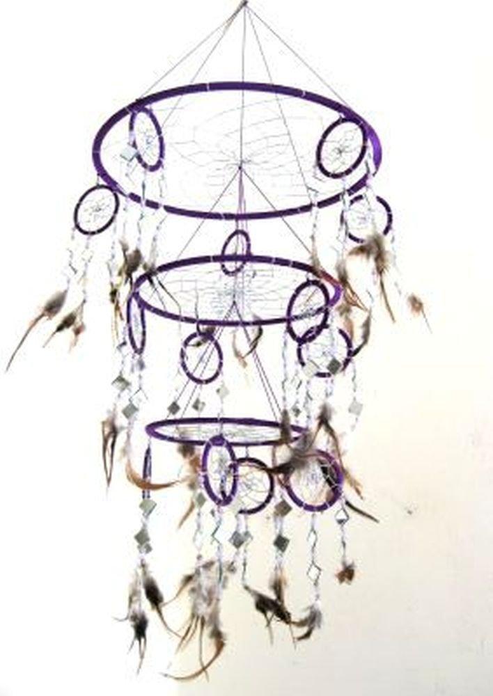 NewNest Australia - OMA Dream Catcher Dreamcatcher Feather Dream Catcher Native American Mosaic Glass and Feather Purple Dream Catcher XLarge Triple Size, 30" L X 10" W Brand 