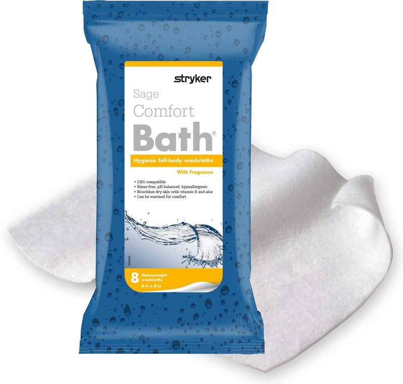 Comfort Bath® Cleansing Washcloths - 1 Package, 8 Cloths - No Rinse Bathing Wipes, Ultra-Soft and Thick Heavyweight Cloth, Light Fragrance - NewNest Australia