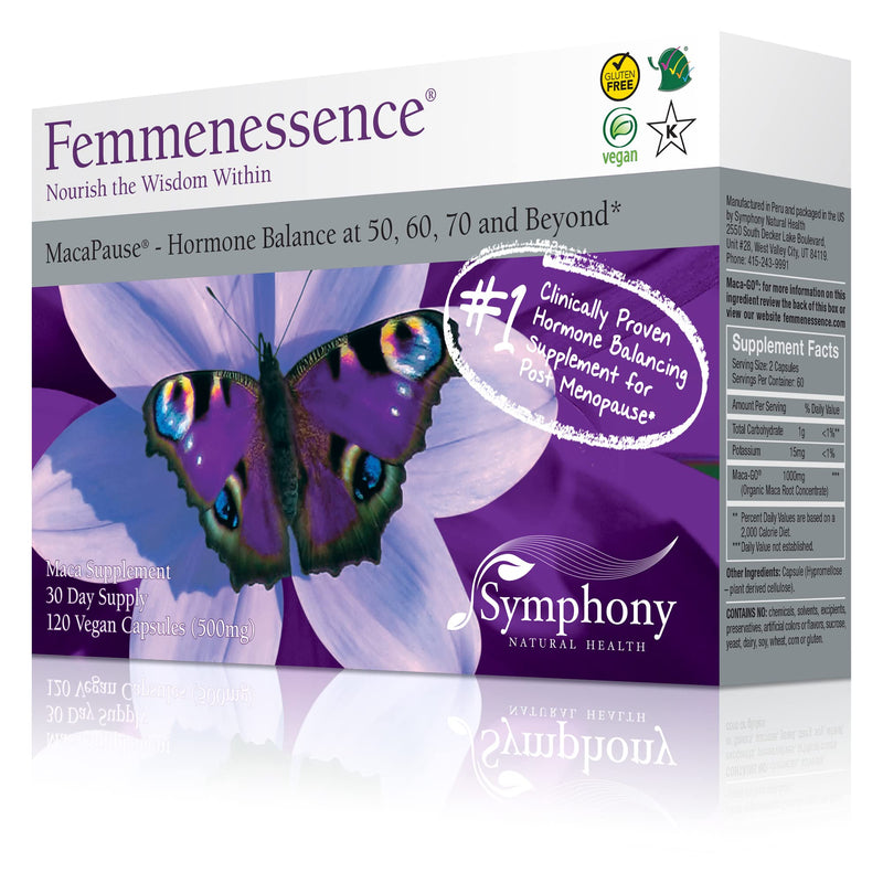 Femmenessence MacaPause – Clinically Proven for Post Menopause, Natural Hormone Balance Supplement for Women | Bone and Heart Health, Symptom Relief, 120 Gelatinized Maca Vegan Capsules, 30-Day Supply - NewNest Australia