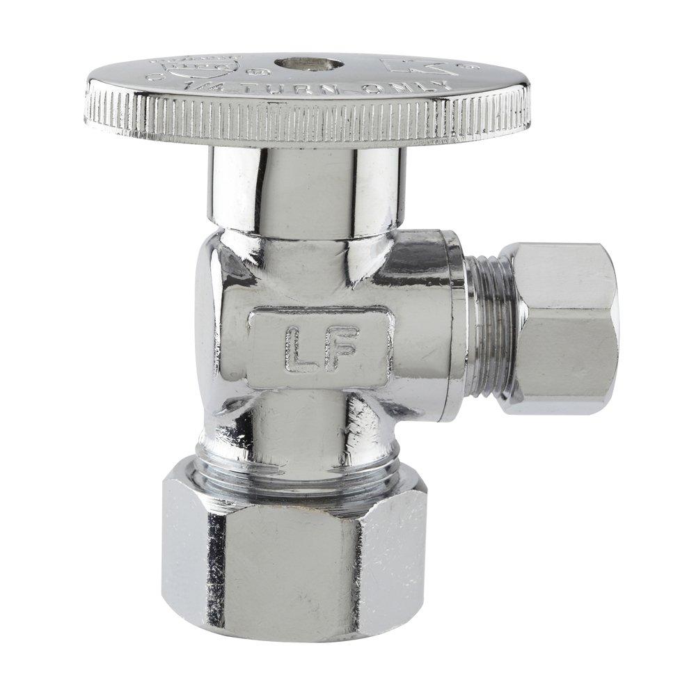 Plumb Pak PP61PCLF 1/4 Turn Angle Shut-Off Valve, 1/2 X 3/8 In, Nominal Compression X Od, Body, Chrome Plated, 1/2" x 3/8" - NewNest Australia