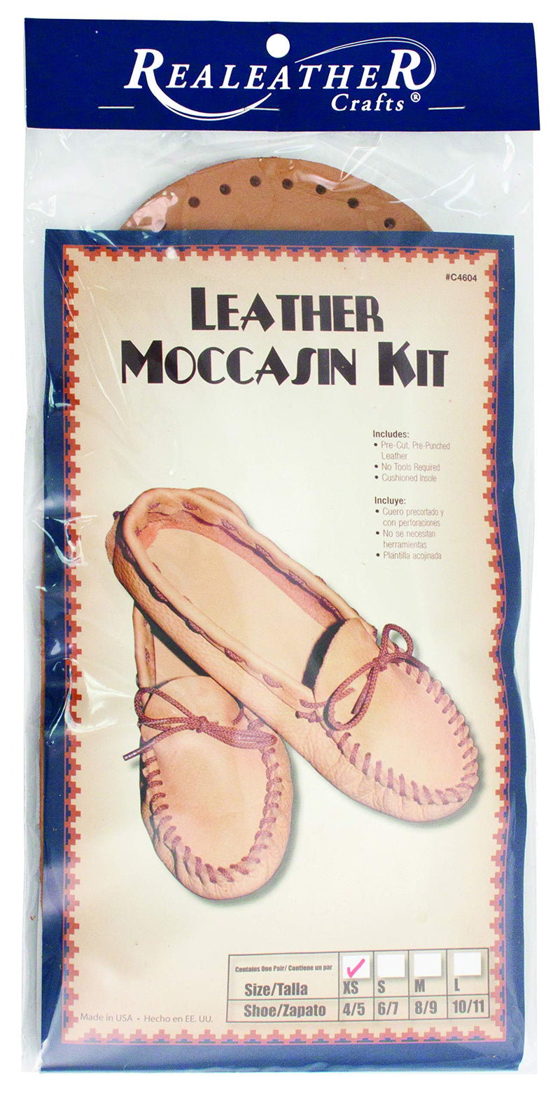 Realeather Leather Scout Moccasin Kit, Size 4/5, Golden Brown - NewNest Australia