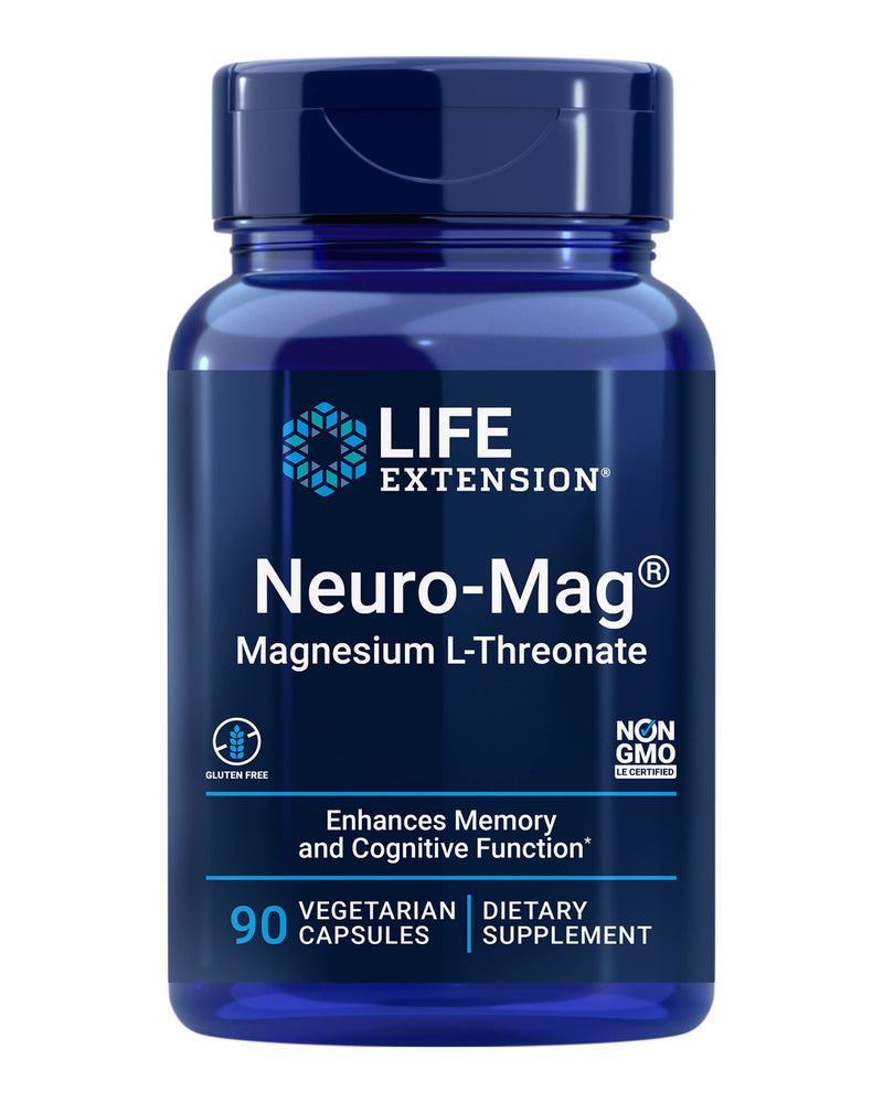 Life Extension Neuro-Mag Magnesium L-Threonate, 90 Vegetarian Capsules Ultra-Absorbable Magnesium - Memory, Focus & Overall Cognitive Performance Boost - Non-GMO, Gluten-Free - NewNest Australia