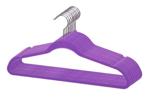 NewNest Australia - Sunbeam Slip-Proof Snag-Free Ultra Slim Velvet Hanger with Rotating Steel Hook (Pack of 10) (PURPLE) 