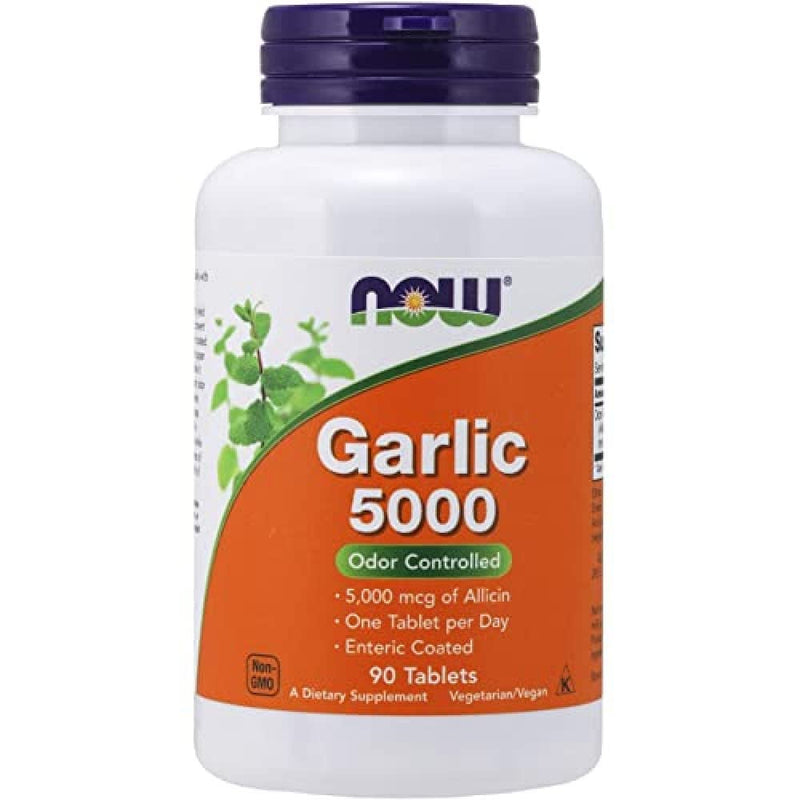 NOW Supplements, Garlic 5,000 (Allium sativum), Enteric Coated, Odor Controlled, 90 Tablets - NewNest Australia