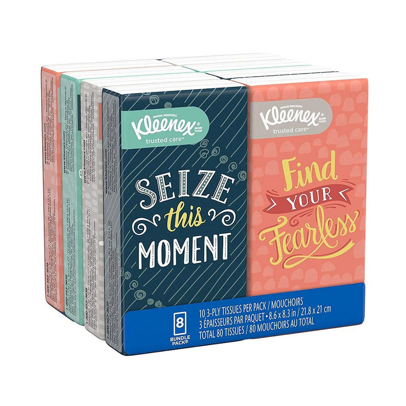 Kleenex Facial Tissues, On-The-Go Small Packs, Travel Size, 10 Tissues per Go Pack 8 Count (Pack of 10) - NewNest Australia